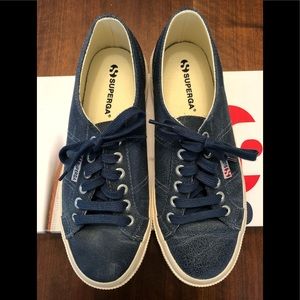 Superga Leather Sneakers Size 8/39 Blue